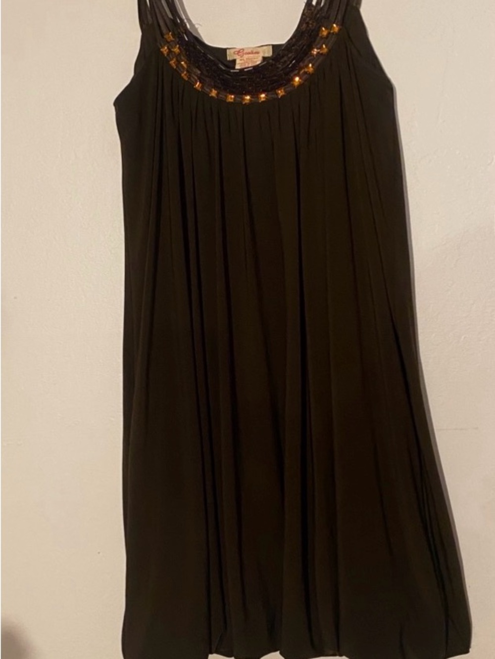 Black Embellished Neckline Sleeveless Dress